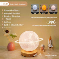 3 Color Moon Lamp Touch Rotating Night Light Bedside Table Lamp
